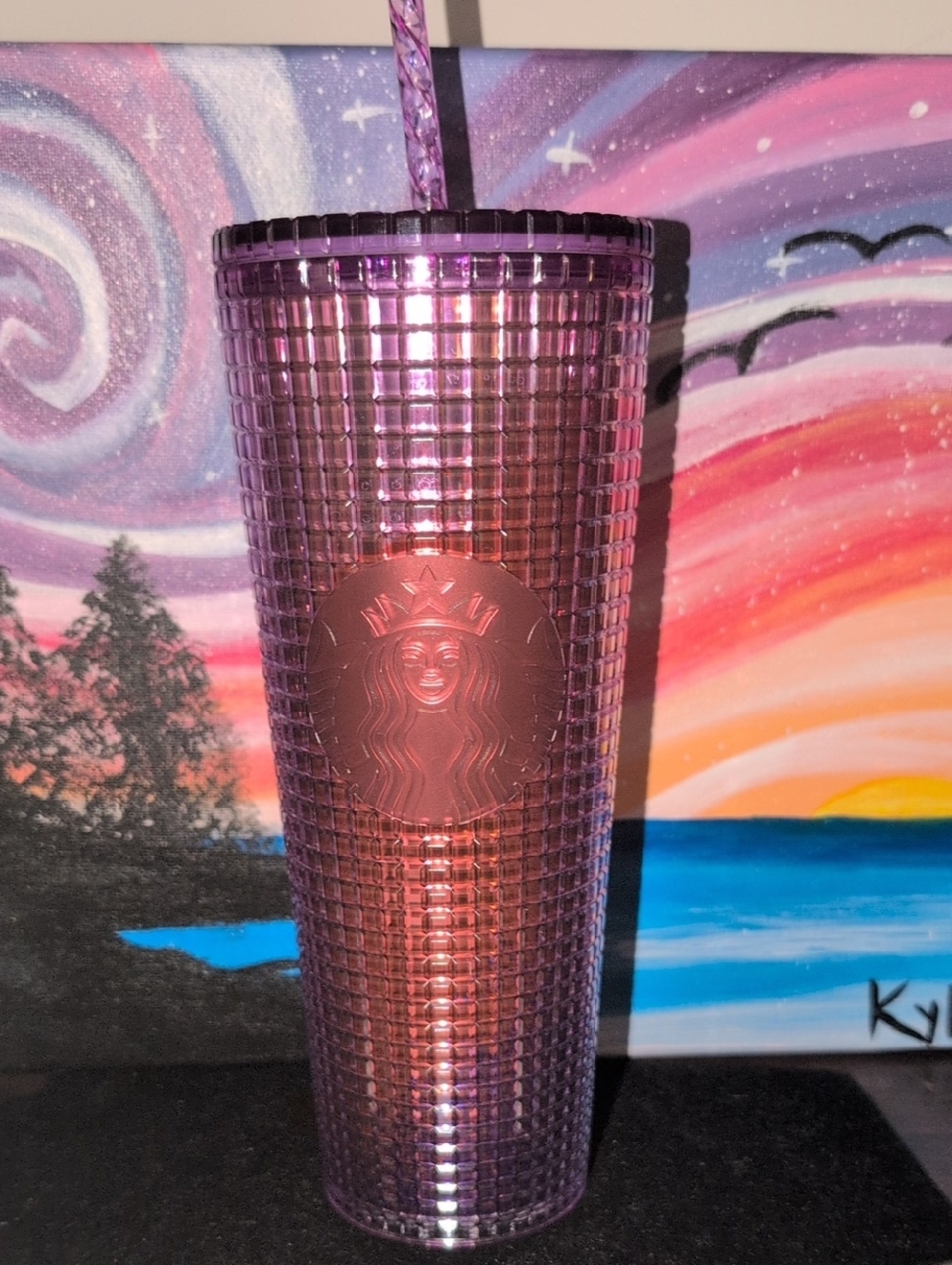 Starbucks Purple to Pink Ombre Studded Tumbler with Matching Straw